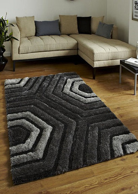 Presto Grey Polyester Carpet(90 cm X 150 cm)
