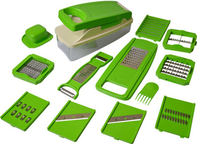 Nashware 14-in-One (Multi-Chopper to Chop, Grate, Peel, Slice Vegetables and Fruits) Chopper(10 different types of Cutting Blades, 1 3-in-1 Peeler, 1 Grip Handle, 1 Cleaning Comb, 1 Polycarbonate Container), Clear;green
Nashware 14-in-One (Multi-Chopper to Chop, Grate, Peel, Slice Vegetables and Fruits) Chopper(10 different types of Cutting Blades, 1 3-in-1 Peeler, 1 Grip Handle, 1 Cleaning Comb, 1 Polycarbonate Container), Clear;green