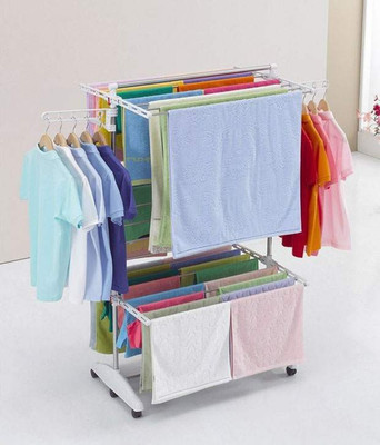 Abhinandan Steel, Plastic Floor Cloth Dryer Stand(White)
