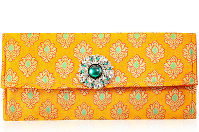 Ahankara Casual Orange, Green Clutch, Green;orange