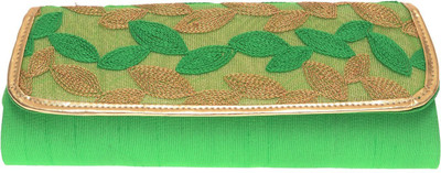Bagaholics Party Green, Gold Clutch, Gold;green