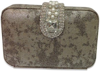 The Peacock Plum Casual Silver Clutch