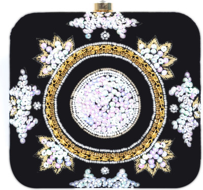 Tooba Handicraft Party Black Clutch