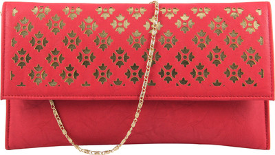 Contrast Party Red, Gold Clutch, Gold;red