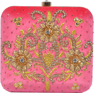 Tooba Handicraft Party Pink Clutch