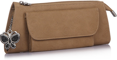 Butterflies Casual Brown Clutch