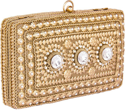 Shravyaarts Party Gold Clutch