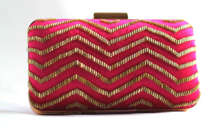 PRIYAROSE Pink, Gold Clutch, Gold;pink
