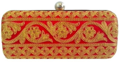Abqa Casual, Party Red, Gold Clutch, Gold;red