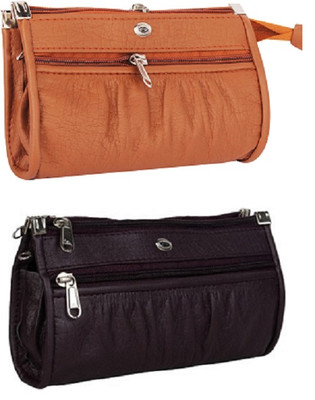 JMD Casual Purple, Tan Clutch
