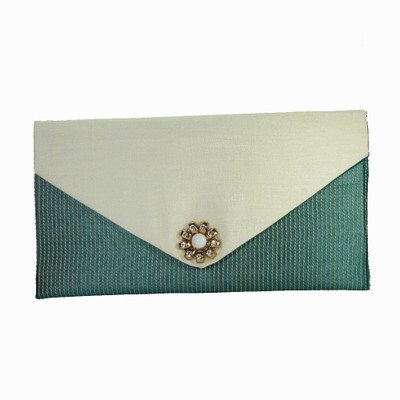 Arisha kreation Co Casual White, Green Clutch, Green;white