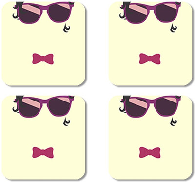 Crackndeal Square Medium Density Fibreboard Coaster Set(Pack of 4), Multicolor