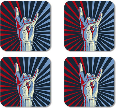 Crackndeal Square Medium Density Fibreboard Coaster Set(Pack of 4), Multicolor