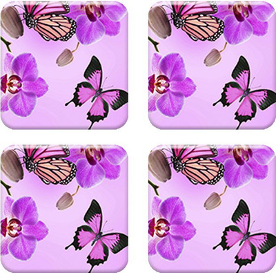 Crackndeal Square Medium Density Fibreboard Coaster Set(Pack of 4), Multicolor