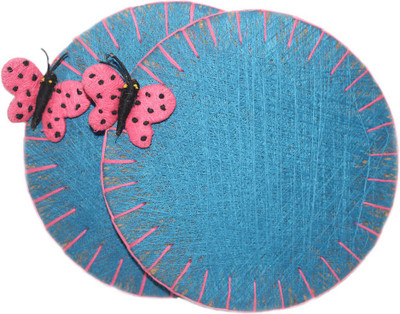Sarvsiddhi Round Hardboard Coaster Set(Pack of 2), Blue