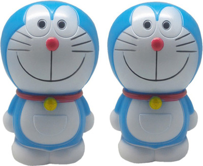 Tuelip Combo of Two Cartoon Character Doremon Piggy Bank Coin Bank(Blue, White)