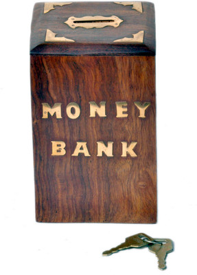 Woodpedlar Sheesam Wood Handicraft Rectangle ShapedTredy Children Piggy Money Coin Bank(Brown)