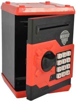 Stuff Jam Money Safe Kids with Electronic Lock (Black & Red) - WF3001 Coin Bank(Black, Red)