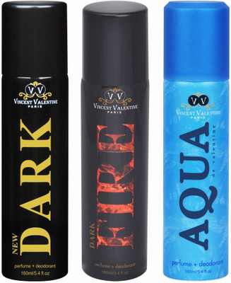 Vincent valentine paris New Dark, Dark Fire & Aqua De Valentine Deodorant Combo Set(Set of 3)
Vincent valentine paris New Dark, Dark Fire & Aqua De Valentine Deodorant Combo Set(Set of 3)