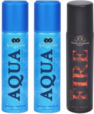 Vincent valentine paris Set of Dark Fire, Aqua De Valentine & Aqua De Valentine Deodorants Combo Set(Set of 3)
Vincent valentine paris Set of Dark Fire, Aqua De Valentine & Aqua De Valentine Deodorants Combo Set(Set of 3)