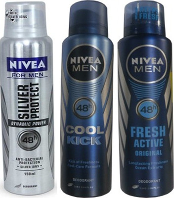 Nivea Fresh Active Original,Silver Protect Dynamic Power,Cool Cick,Fresh (Set Of 3)Deo For Men Combo Set(Set of 3)
Nivea Fresh Active Original,Silver Protect Dynamic Power,Cool Cick,Fresh (Set Of 3)Deo For Men Combo Set(Set of 3)