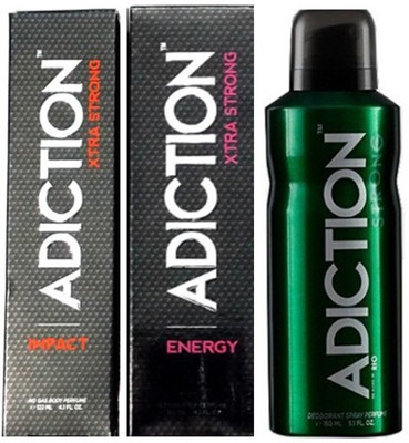 Adiction Xtra Strong Energy,Impact,Rio Deodorants Pack of 3 for Men Combo Set(Set of 3)
Adiction Xtra Strong Energy,Impact,Rio Deodorants Pack of 3 for Men Combo Set(Set of 3)