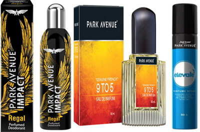 Park avenue 9 to 5 EDP ,Impact - Regal ,Elevate Deodorant Spray Combo Set(Set of 3)
Park avenue 9 to 5 EDP ,Impact - Regal ,Elevate Deodorant Spray Combo Set(Set of 3)