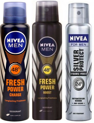 Nivea Fresh Boost,Fresh Charge,Dynamic (Set Of 3)Deo For Men Combo Set(Set of 3)
