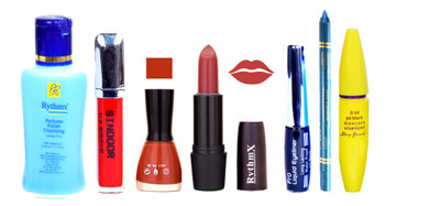 Rythmx Gajri Red Lipstick Light Brown Nail Polish Remover Eye Liner Sindoor Pro Non Transfer Turquoise Blue Kajal Maskara Color Bomb Kit 1816(Set of 7)
Rythmx Gajri Red Lipstick Light Brown Nail Polish Remover Eye Liner Sindoor Pro Non Transfer Turquoise Blue Kajal Maskara Color Bomb Kit 1816(Set of 7)