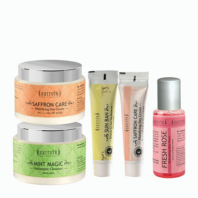 Sattvik Organics Hydrates And Detoxifies Skin Combo With Pockit Pack-(Set of 5)
