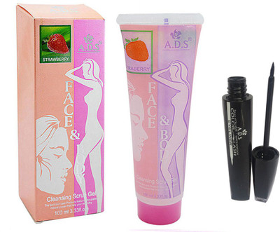 ADS Cleansing Strawberry scrub gel With Eye liner(Set of 2)