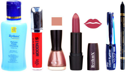 Rythmx Pinkish Pink Lipstick Light Shimmer Pink Nail Polish Remover Eye Liner Sindoor Black Kajal Combo Kit 9835(Set of 6)
Rythmx Pinkish Pink Lipstick Light Shimmer Pink Nail Polish Remover Eye Liner Sindoor Black Kajal Combo Kit 9835(Set of 6)