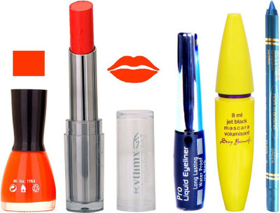 Rythmx Intense Matte Orange Shade Lipstick, Fantasy Orange Nail Polish,Black Eyeliner,Mascara, And Turquoise Blue Kajal 592(Set of 5)
Rythmx Intense Matte Orange Shade Lipstick, Fantasy Orange Nail Polish,Black Eyeliner,Mascara, And Turquoise Blue Kajal 592(Set of 5)