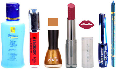 Rythmx Lipstick And Nail Polish + Eyliner + Sindoor + Remover + Kajal Makeup Combo Pack(Set of 6)
Rythmx Lipstick And Nail Polish + Eyliner + Sindoor + Remover + Kajal Makeup Combo Pack(Set of 6)