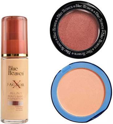 Blue Heaven X Factor Foundation (Natural), Silk On Face Compact (Blush) & Diamond Blush on 502(Set of 3)
Blue Heaven X Factor Foundation (Natural), Silk On Face Compact (Blush) & Diamond Blush on 502(Set of 3)