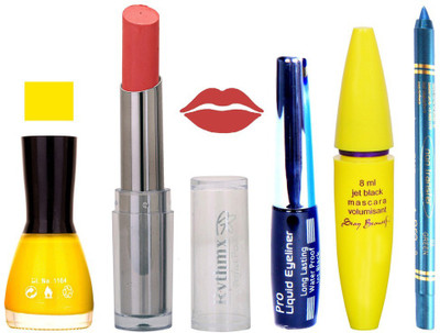 Rythmx Intense Matte peach Shade Lipstick, yellow Nail Polish,Black Eyeliner,Mascara, And Turquoise Blue Kajal 587(Set of 5)
Rythmx Intense Matte peach Shade Lipstick, yellow Nail Polish,Black Eyeliner,Mascara, And Turquoise Blue Kajal 587(Set of 5)