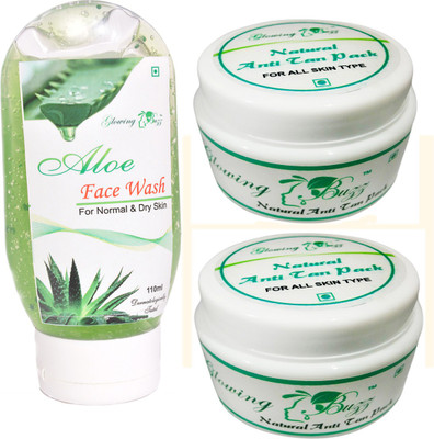 Glowing Buzz Combo of 1 Aloe Face Wash And 2 Anti Tan Pack for face, hand and under arms(Set of 3)
Glowing Buzz Combo of 1 Aloe Face Wash And 2 Anti Tan Pack for face, hand and under arms(Set of 3)