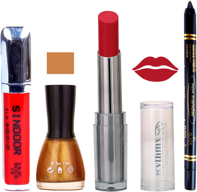Rythmx Lipstick Sindoor,Nail Polish,Black Kajal Makeup Pack Combo 639(Set of 4)
Rythmx Lipstick Sindoor,Nail Polish,Black Kajal Makeup Pack Combo 639(Set of 4)