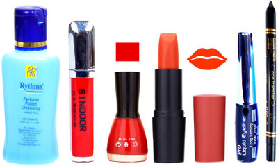 Rythmx Remover, OTG Lipstick, Sindoor, Nail Polish,EyeLiner, Remover,Black Kajal, Makeup kit Combo 10087(Set of 6)
Rythmx Remover, OTG Lipstick, Sindoor, Nail Polish,EyeLiner, Remover,Black Kajal, Makeup kit Combo 10087(Set of 6)
