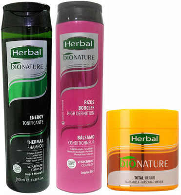 Herbal Bionature Energy Tonificante Thermal Shampoo, Rizos Boucles HD Balsamo Conditioner & Total Repair Hair Mask(Set of 3)
Herbal Bionature Energy Tonificante Thermal Shampoo, Rizos Boucles HD Balsamo Conditioner & Total Repair Hair Mask(Set of 3)