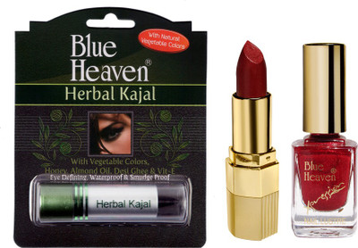 Blue Heaven Xpression Lipstick M 012, Xpression Nail Paint 923 & Herbal Kajal Combo.(Set of 3)
Blue Heaven Xpression Lipstick M 012, Xpression Nail Paint 923 & Herbal Kajal Combo.(Set of 3)