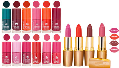 Aroma Care 12 Piece Vibrant Color Nail Polish Combo Set With 4 Rythm Creamy Matte Lipstick Combo 155(Set of 16)
Aroma Care 12 Piece Vibrant Color Nail Polish Combo Set With 4 Rythm Creamy Matte Lipstick Combo 155(Set of 16)