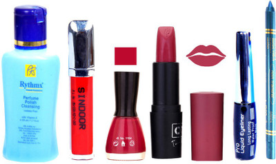 Rythmx Remover, OTG Lipstick, Sindoor, Nail Polish,EyeLiner, Remover,Turqoise Blue Kajal, Makeup kit Combo 10029(Set of 6)
Rythmx Remover, OTG Lipstick, Sindoor, Nail Polish,EyeLiner, Remover,Turqoise Blue Kajal, Makeup kit Combo 10029(Set of 6)
