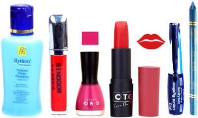 Rythmx Remover, OTG Lipstick, Sindoor, Nail Polish,EyeLiner, Remover,Turqoise Blue Kajal, Makeup kit Combo 10024(Set of 6)
Rythmx Remover, OTG Lipstick, Sindoor, Nail Polish,EyeLiner, Remover,Turqoise Blue Kajal, Makeup kit Combo 10024(Set of 6)