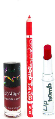 Color Fever Red Lip Bomb Lipstick + Lip Liner+Nail Polish Combo 240320162(Set of 3)
Color Fever Red Lip Bomb Lipstick + Lip Liner+Nail Polish Combo 240320162(Set of 3)