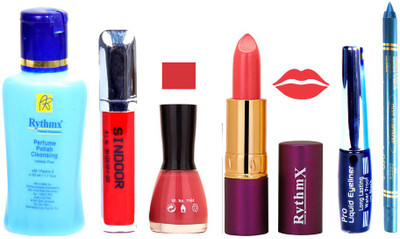 Rythmx Lipstick ,Remover, Sindoor, Nail Polish,EyeLiner,Turqoise Blue Kajal, Makeup kit Combo 12047(Set of 6)
Rythmx Lipstick ,Remover, Sindoor, Nail Polish,EyeLiner,Turqoise Blue Kajal, Makeup kit Combo 12047(Set of 6)