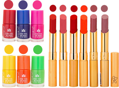 Aroma Care Makeup Women Nail Polish and Exclusive Long Lasting Lipstick Set 75(Set of 12)
