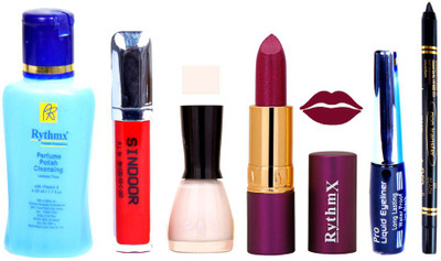 Rythmx Lipstick ,Remover, Sindoor, Nail Polish,EyeLiner,Turqoise Blue Kajal, Makeup kit Combo 12062(Set of 6)
Rythmx Lipstick ,Remover, Sindoor, Nail Polish,EyeLiner,Turqoise Blue Kajal, Makeup kit Combo 12062(Set of 6)