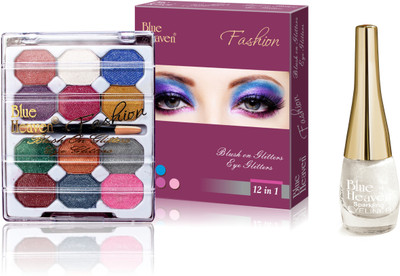 Blue Heaven 12x1 Fashion Eye Shadow & Sparkeling Eyeliner 01 Combo.(Set of 2)
