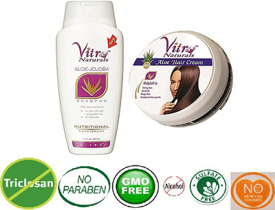 Vitro Naturals Combo Aloe Jojoba shampoo 200 ml & Hair Cream 175 gm(Set of 2)